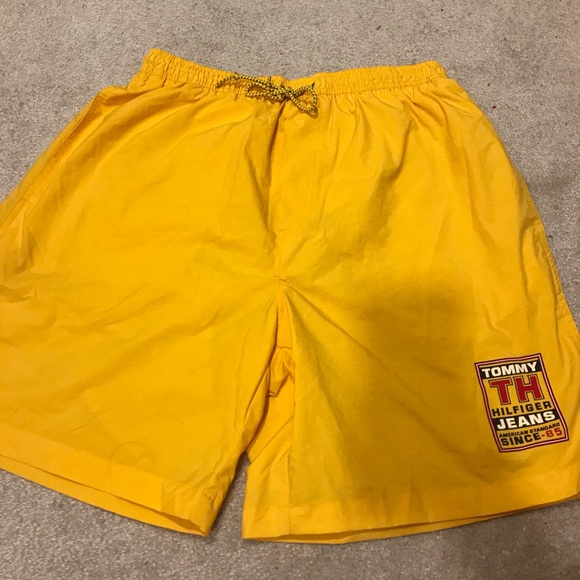 yellow tommy hilfiger swim trunks